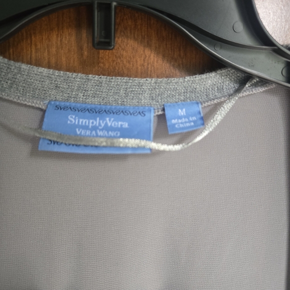 Simply Vera Vera Wang Gray Cardigan Sweater with Cozy Knit - Picture 3 of 7